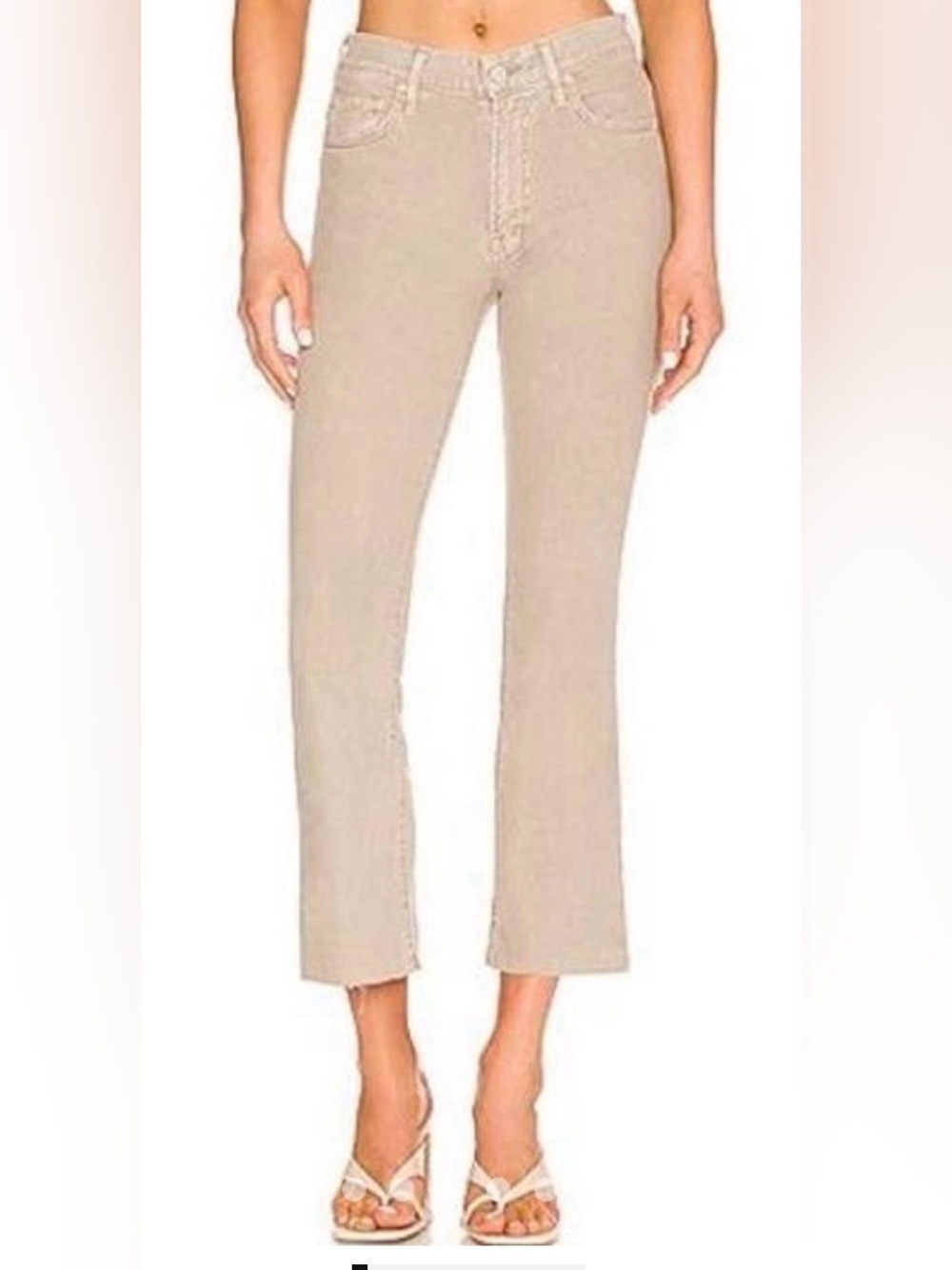MOTHER the insider fray jeans so far gone boot Cut & Flare Jeans in Light Beige